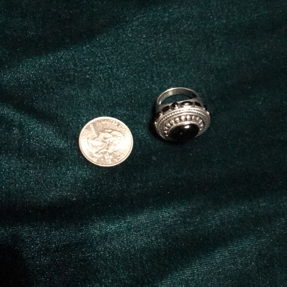 Onyx and sterling silver ring size 7 1/4 - Picture 5 of 7